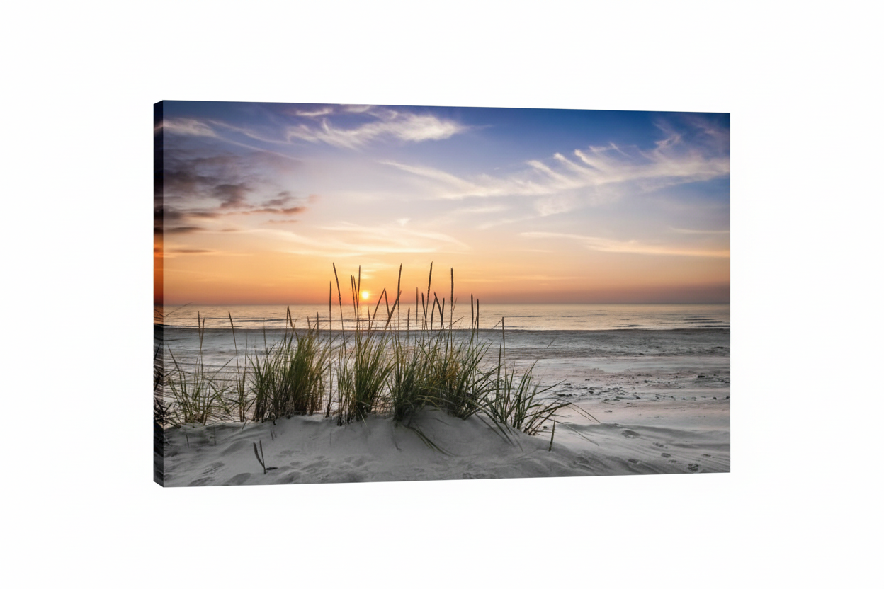 Beach Sunset Canvas White Background