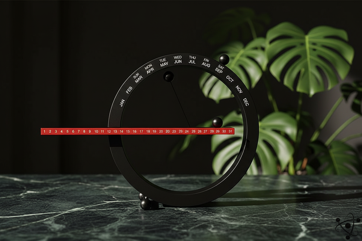 Black calendar on marble