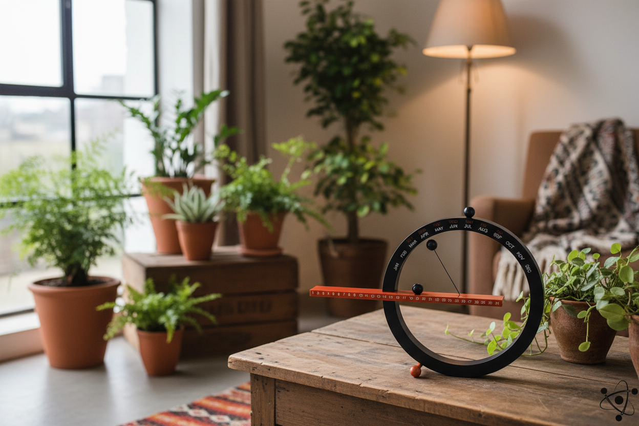 Black calendar on wooden table
