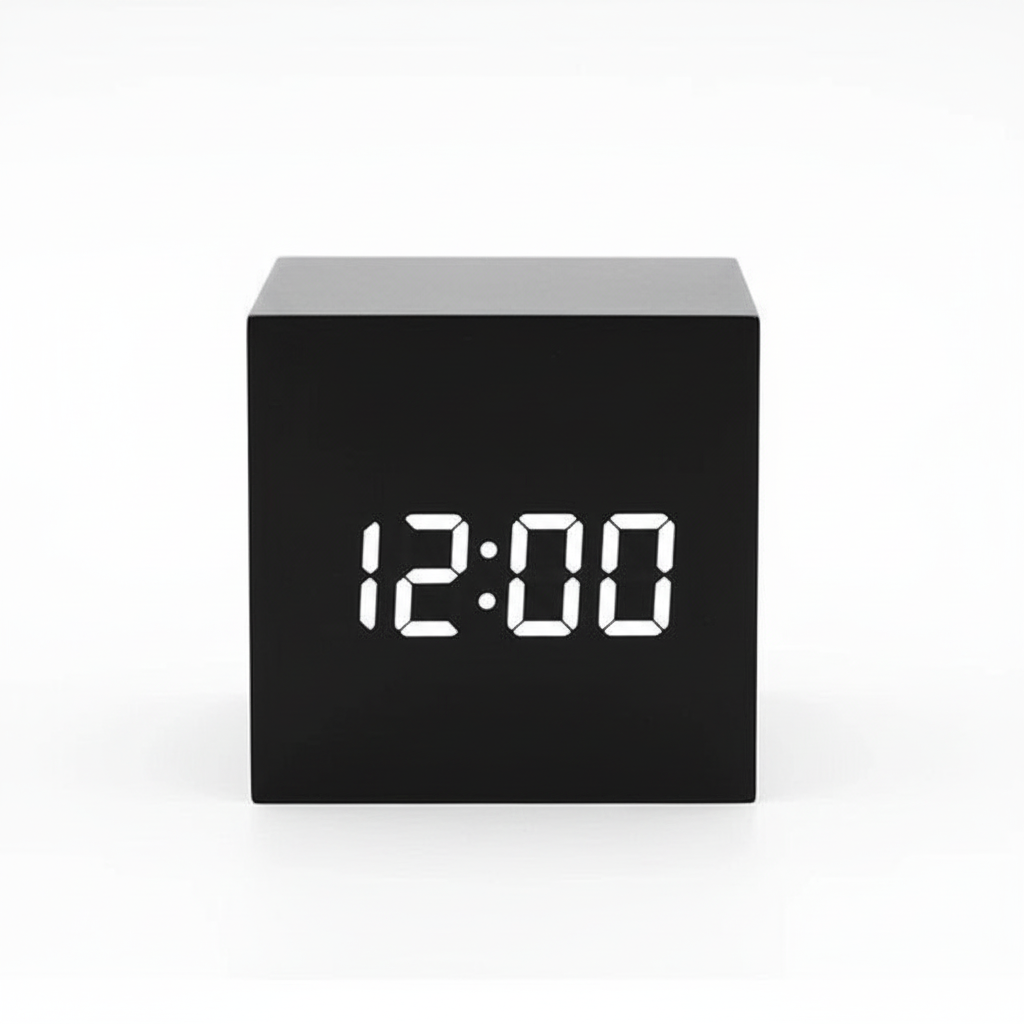 Black LED clock white background