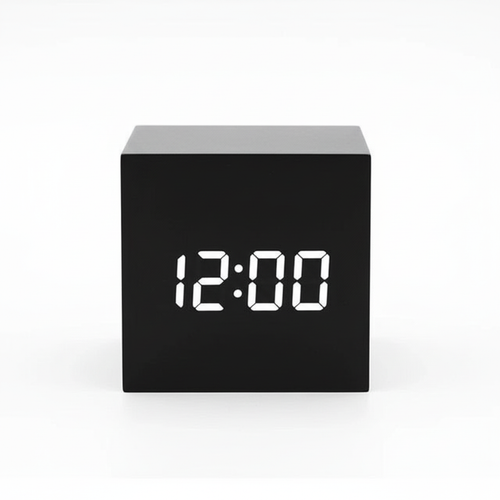 Black LED clock white background