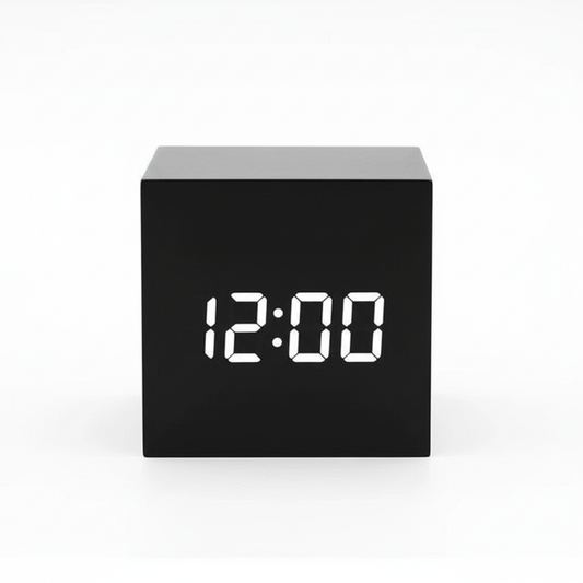 Black LED clock white background