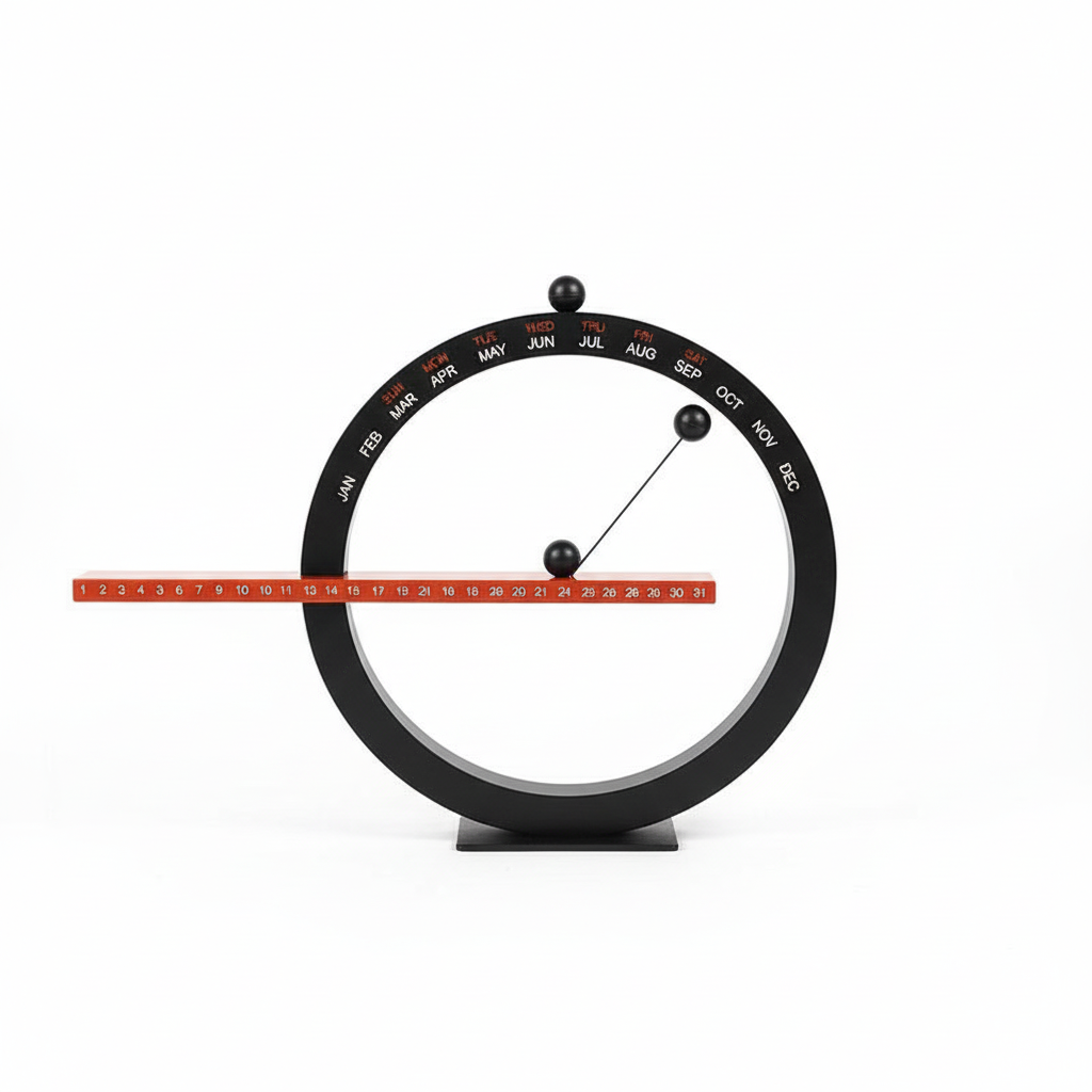 Black magnetic calendar white background