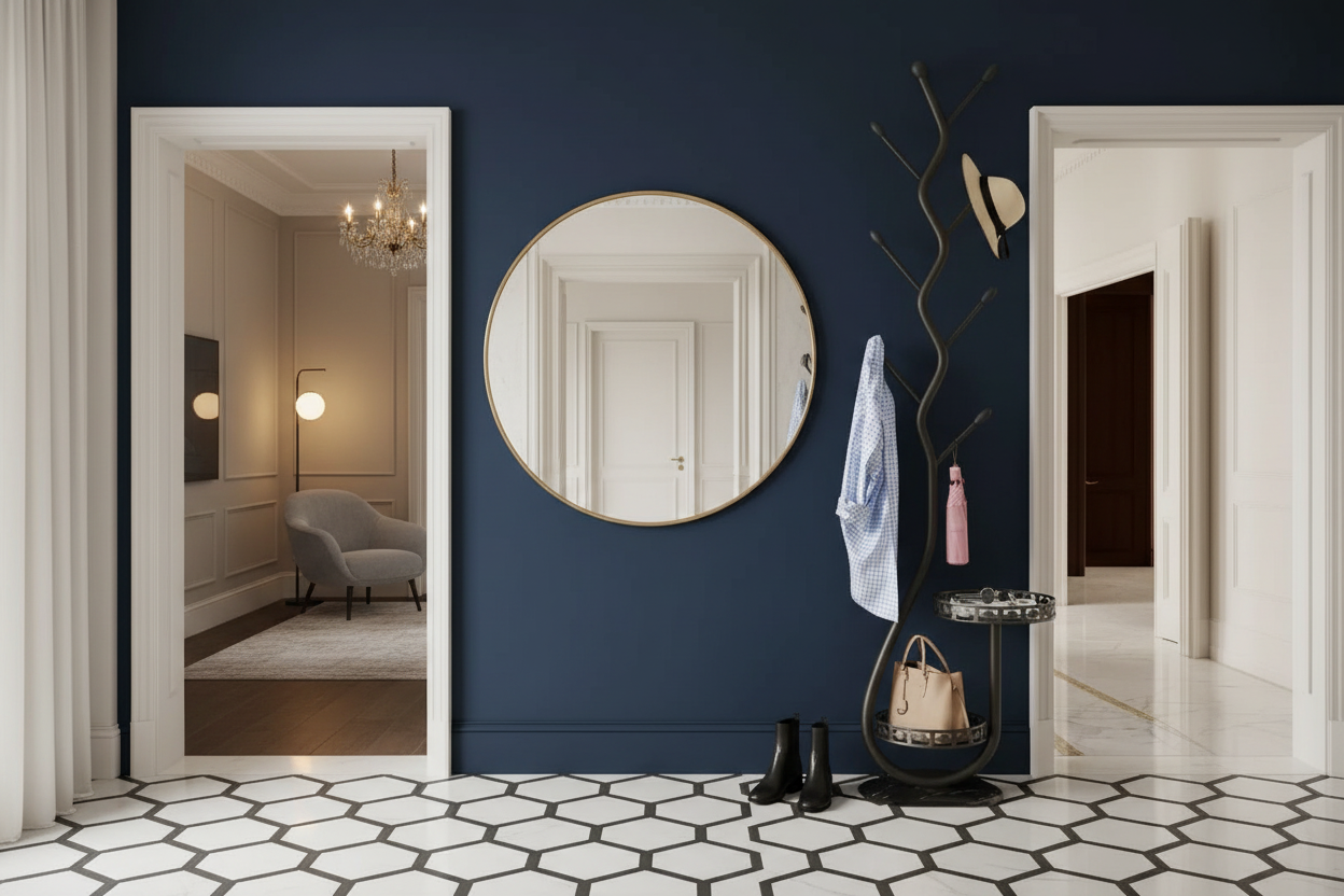 Coat rack in contemporary entryway