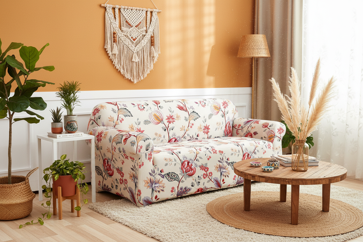 Floral sofa bohemian style