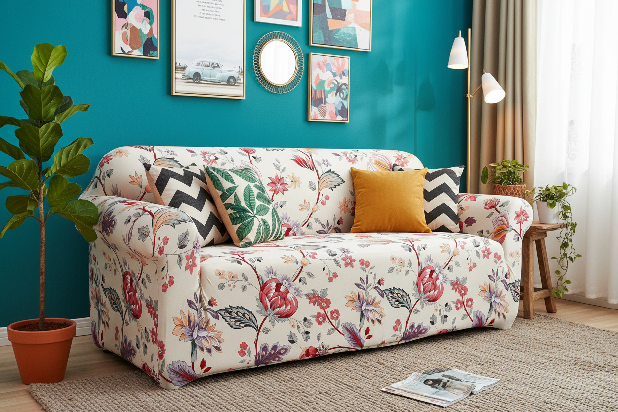 Floral sofa eclectic style