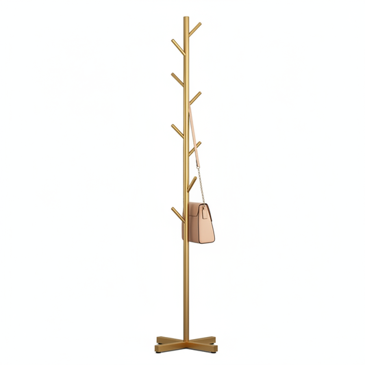 Gold coat rack white background