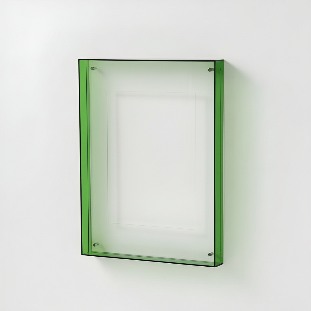 Green acrylic frame white background