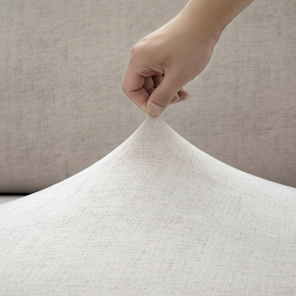 Hand adjusting fabric side view