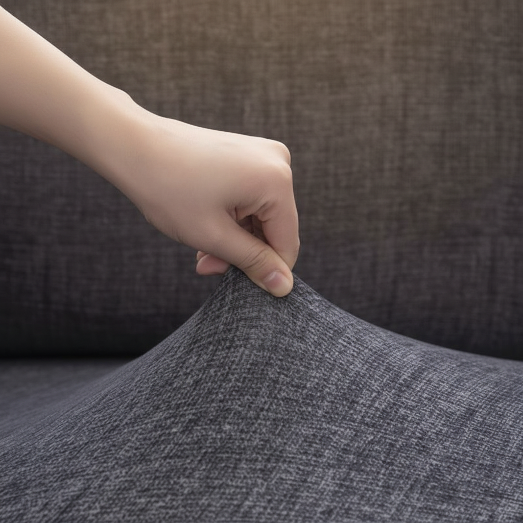 Hand pressing fabric from front