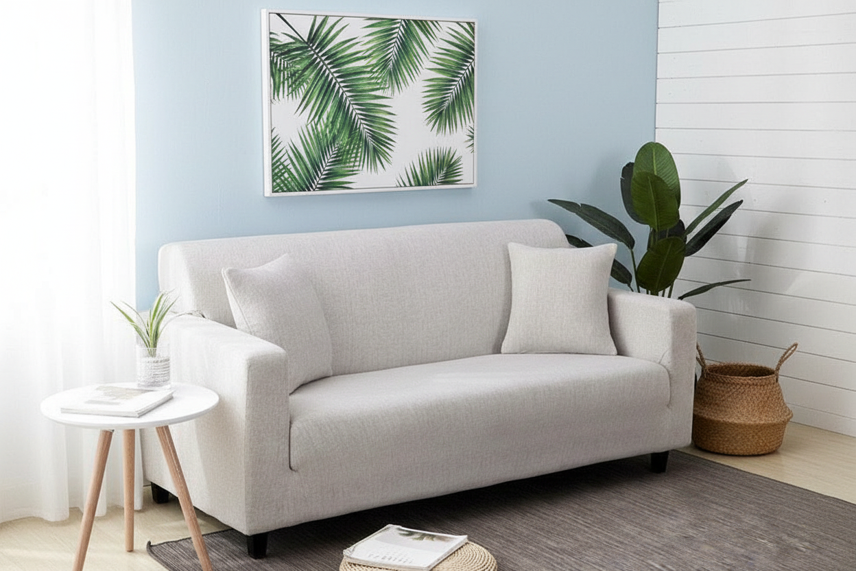 Ivory sofa in coastal room