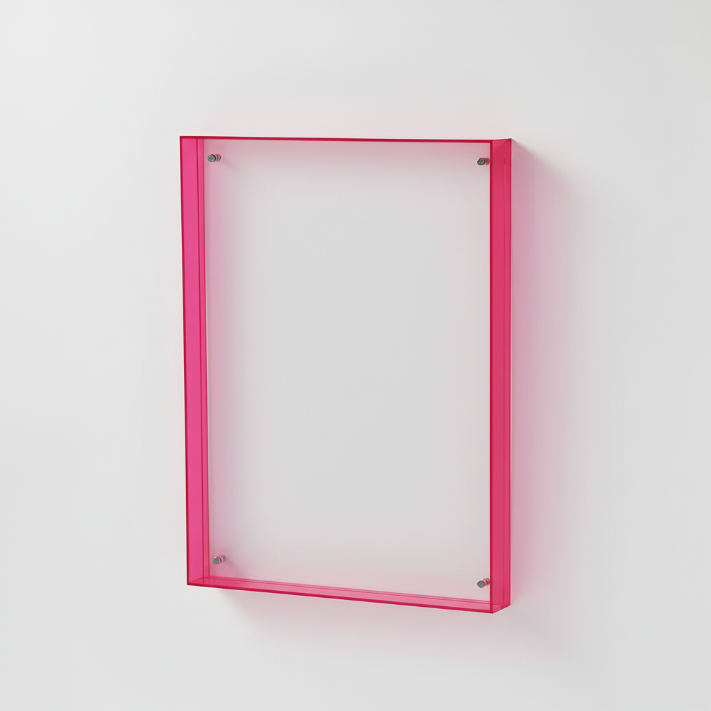 Pink acrylic frame white background