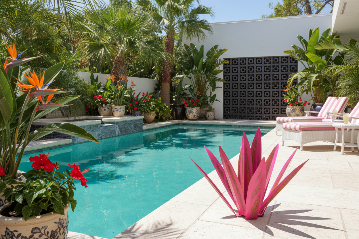 Pink Agave by Pool