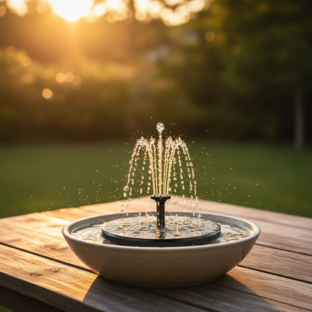 Solar fountain golden hour