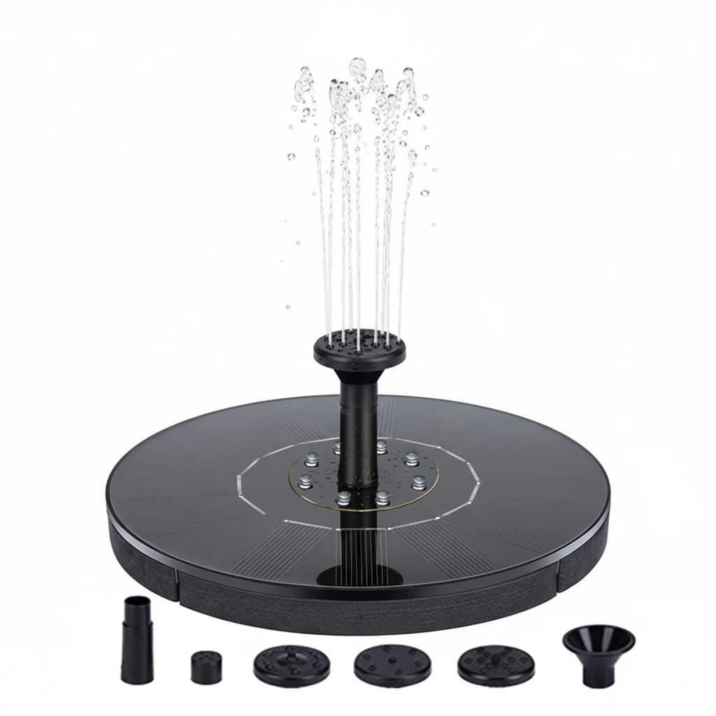 Solar fountain with white background