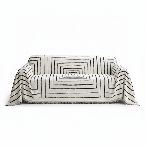 Square pattern jacquard sofa white background