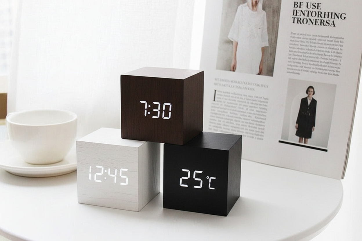 Three clocks on round table