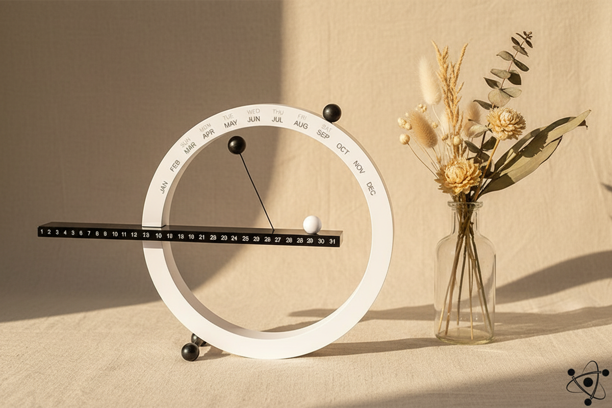 White calendar with dried flowers