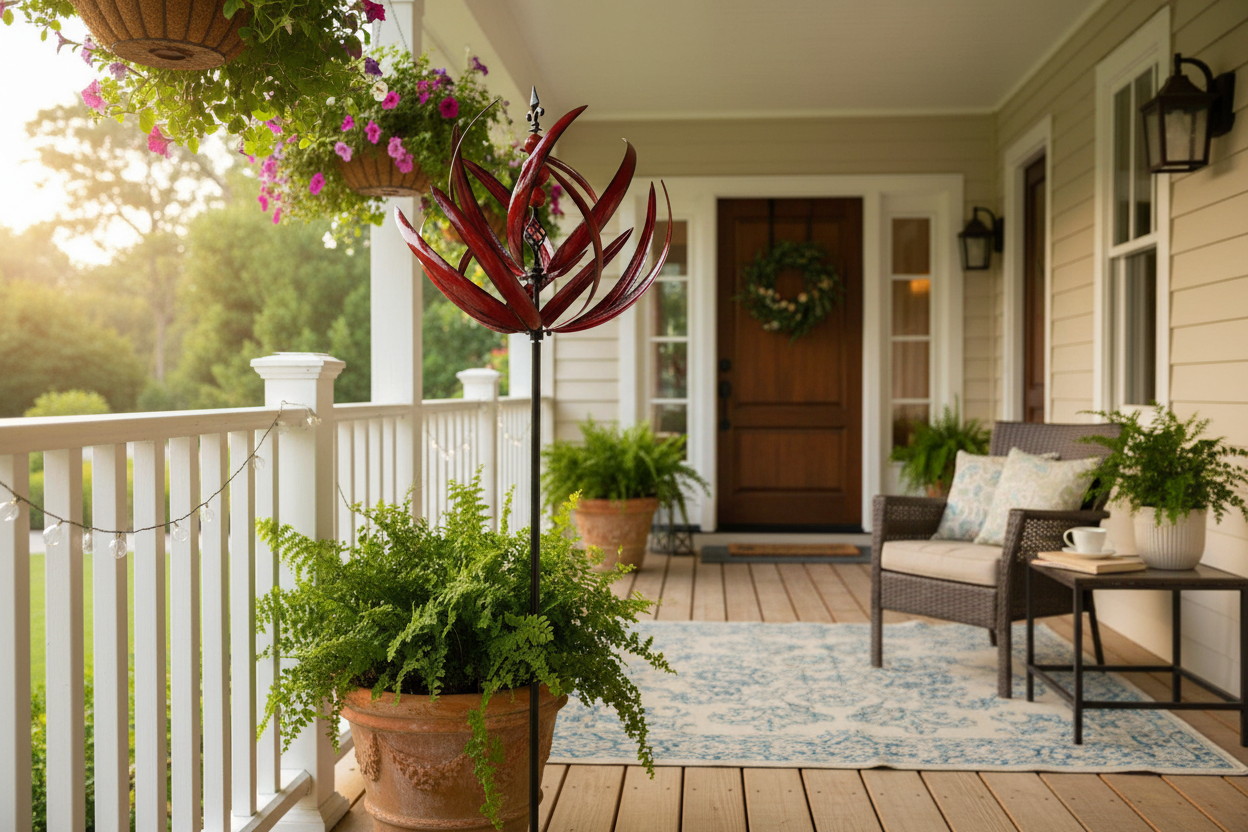 Wind spinner on front porch