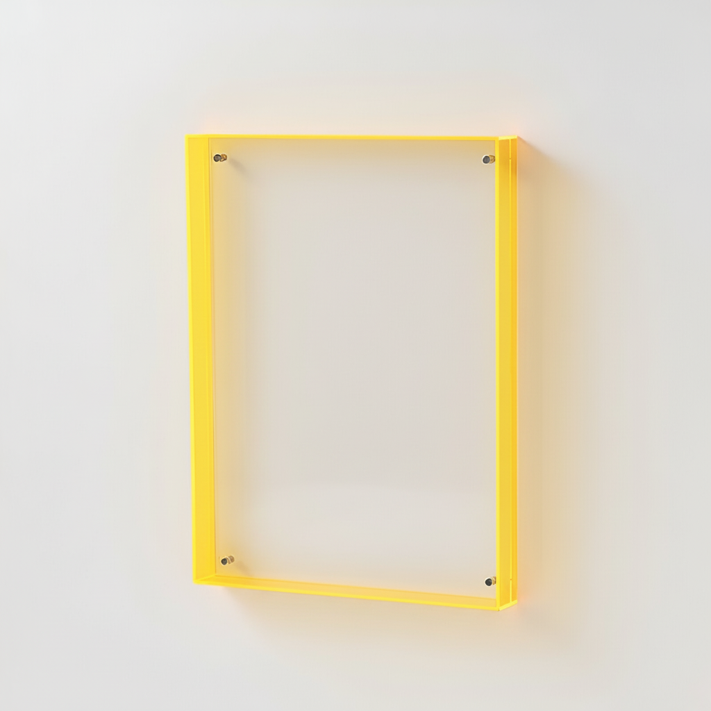 Yellow acrylic frame white background